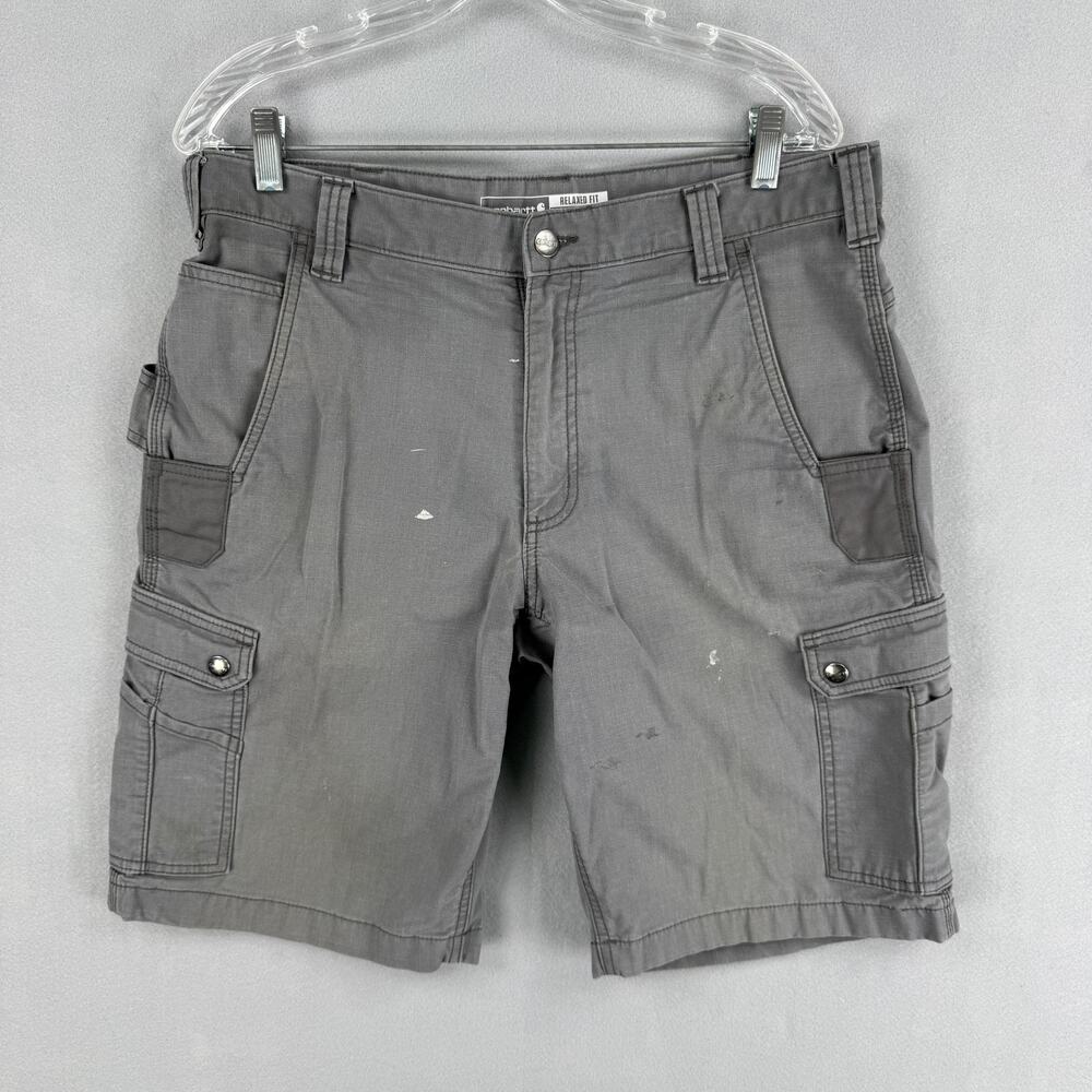 Carhartt Shorts Mens 34 Gray Relaxed Fit Ripstop Cargo Work Rugged Flex